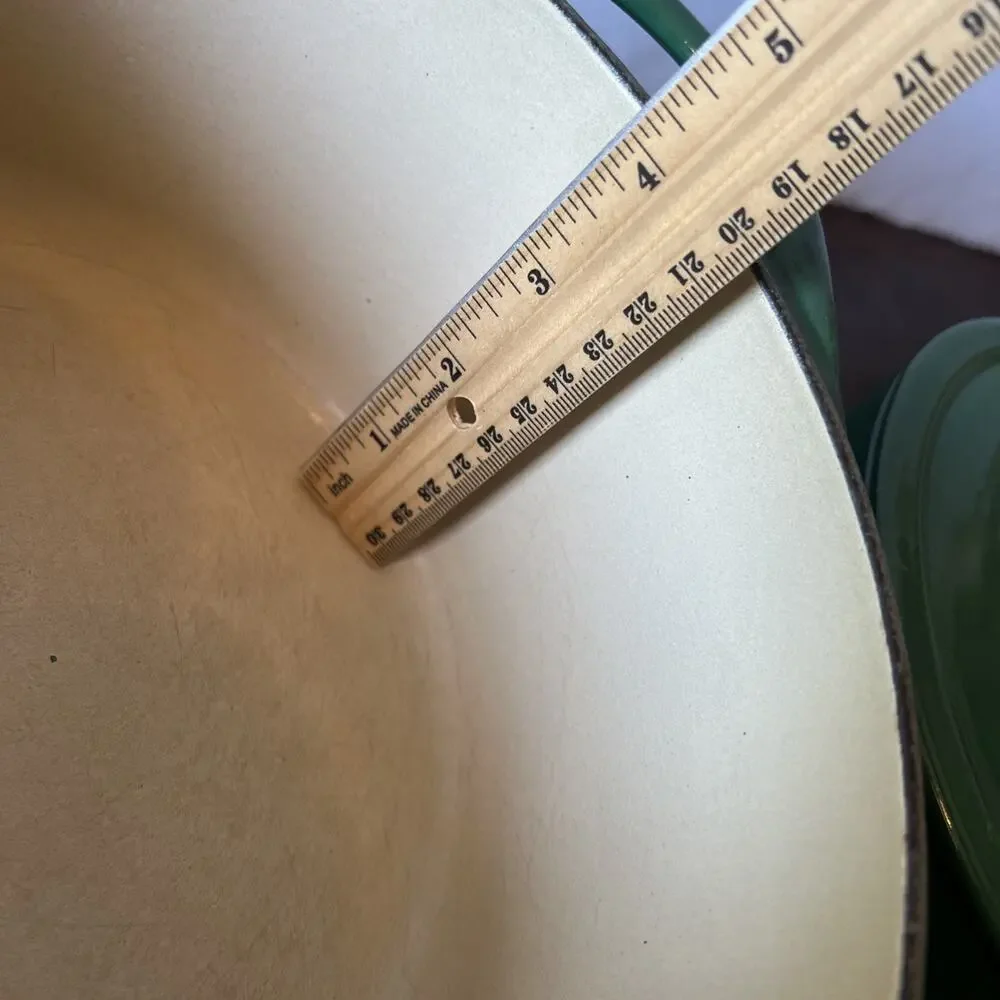 VTG Cousances Le Creuset Green Cast Iron 22 & 18 Set Dutch Oven 3.5 & 1.75 Qt